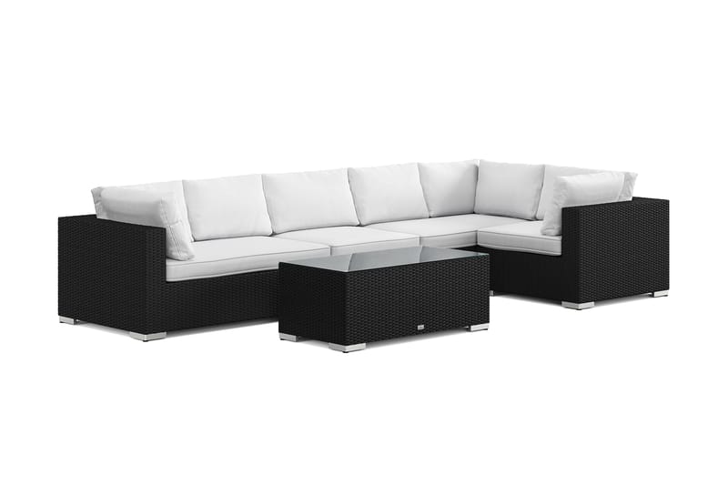 Bahamas udendørs hjørnesofa 6-pers vendbar med bord, Sort