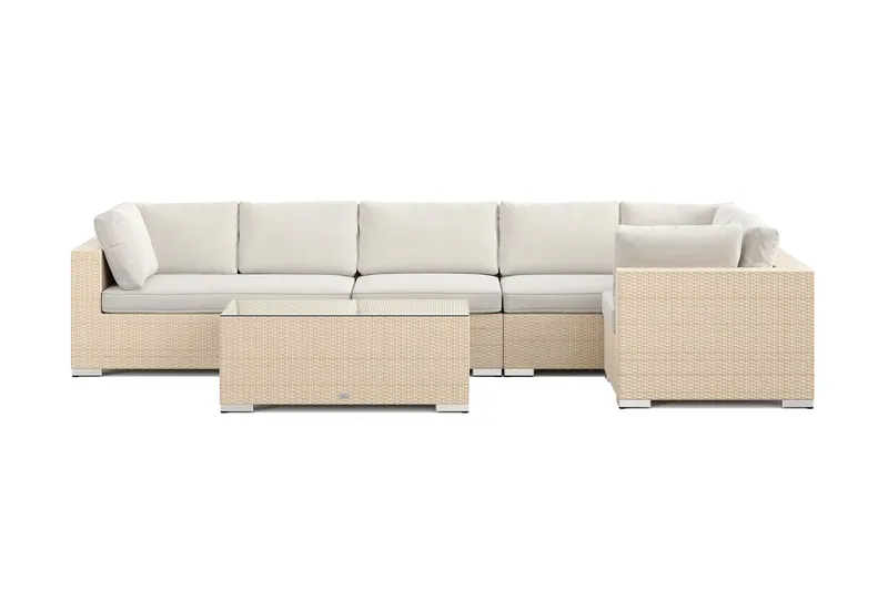 Bahamas udendørs hjørnesofa 6-pers vendbar med bord - Beige - Have - Udendørs miljø - Altan & terrasse - Altanmøbler
