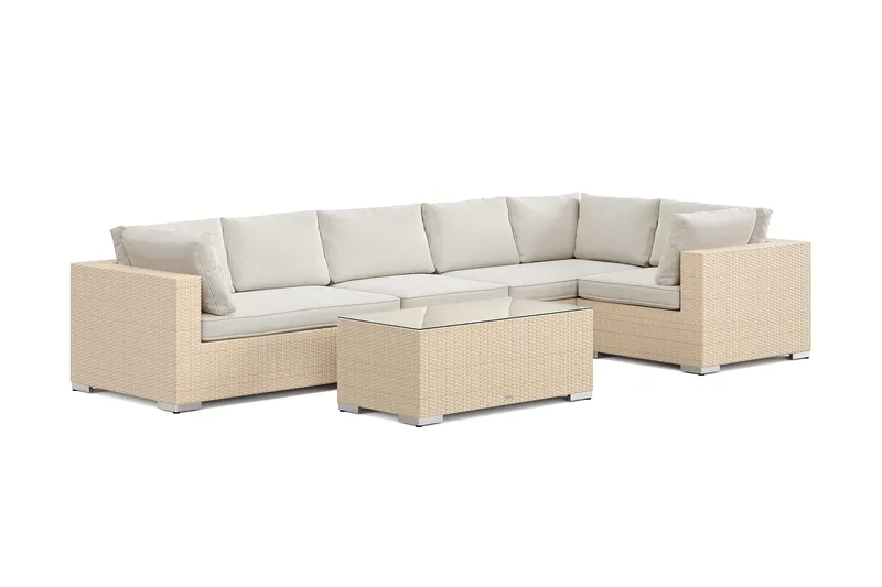 Bahamas udendørs hjørnesofa 6-pers vendbar med bord, Beige