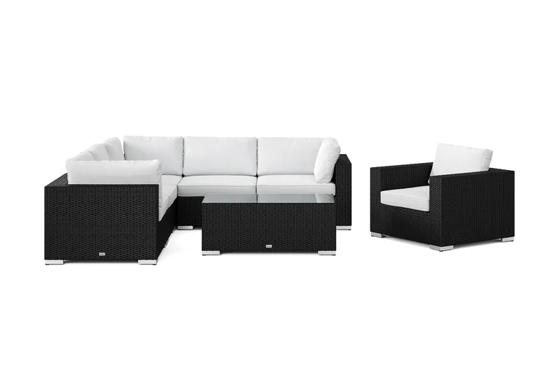 Bahamas udendørs hjørnesofa 6-pers vendbar med lænestol og bord - Sort - Have - Udendørs miljø - Altan & terrasse - Altanmøbler
