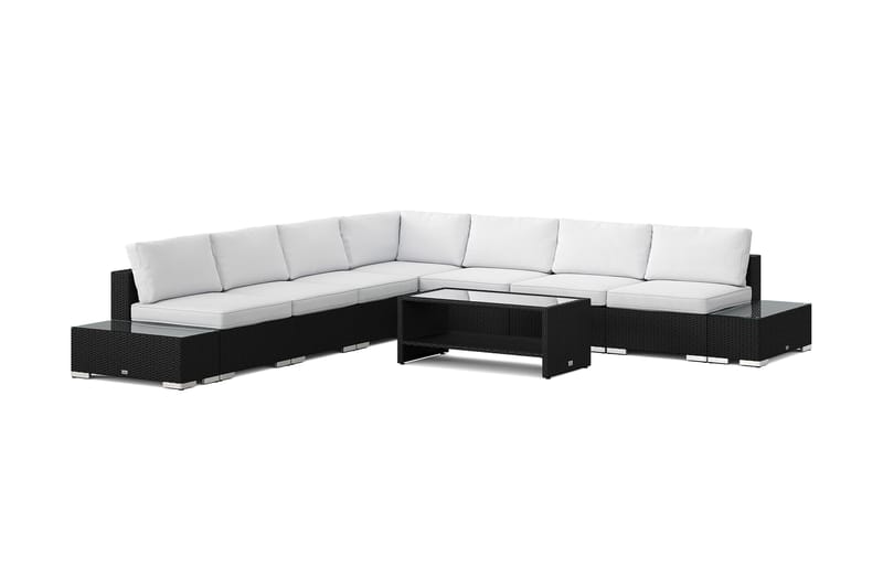 Bahamas udendørs hjørnesofa 7-pers vendbar med åben afslutning og bord med hylde - Sort - Have - Udendørs miljø - Altan & terrasse - Altanmøbler
