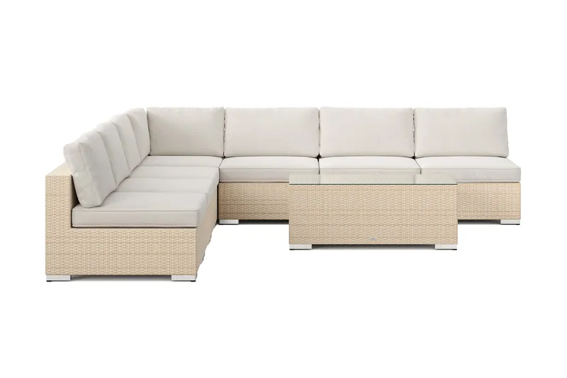 Bahamas udendørs hjørnesofa 7-pers vendbar med åben afslutning og bord - Beige - Have - Udendørs miljø - Altan & terrasse - Altanmøbler