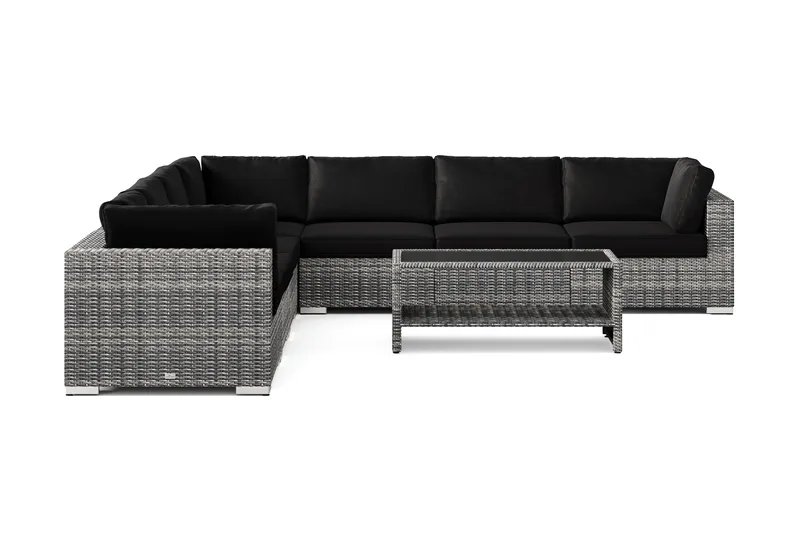 Bahamas udendørs hjørnesofa 7-pers vendbar og bord med hylde - Grå - Have - Udendørs miljø - Altan & terrasse - Altanmøbler