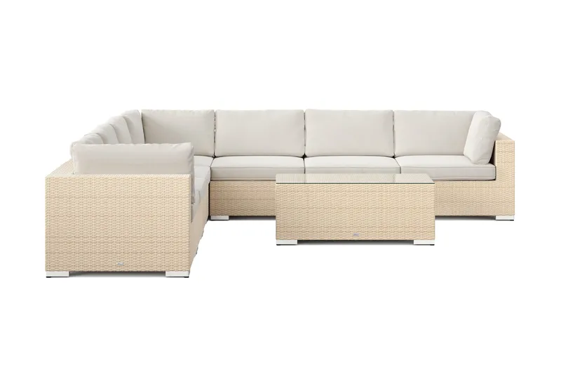 Bahamas udendørs hjørnesofa 7-pers vendbar med bord - Beige - Have - Udendørs miljø - Altan & terrasse - Altanmøbler