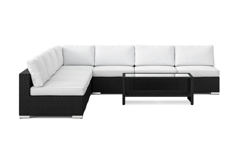 Bahamas udendørs hjørnesofa 7-pers vendbar med åben afslutning og bord med hylde - Sort - Have - Udendørs miljø - Altan & terrasse - Altanmøbler