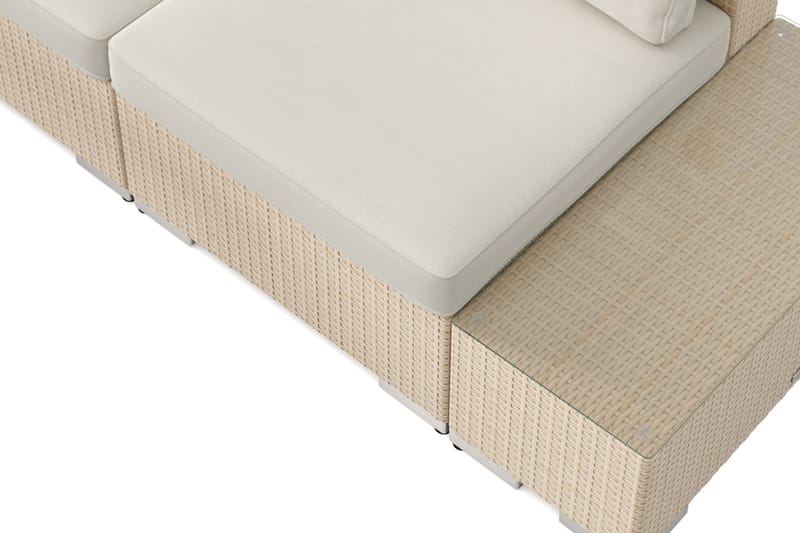 Bahamas udendørs hjørnesofa 7-pers vendbar med åben afslutning og bord med hylde - Beige - Have - Udendørs miljø - Altan & terrasse - Altanmøbler