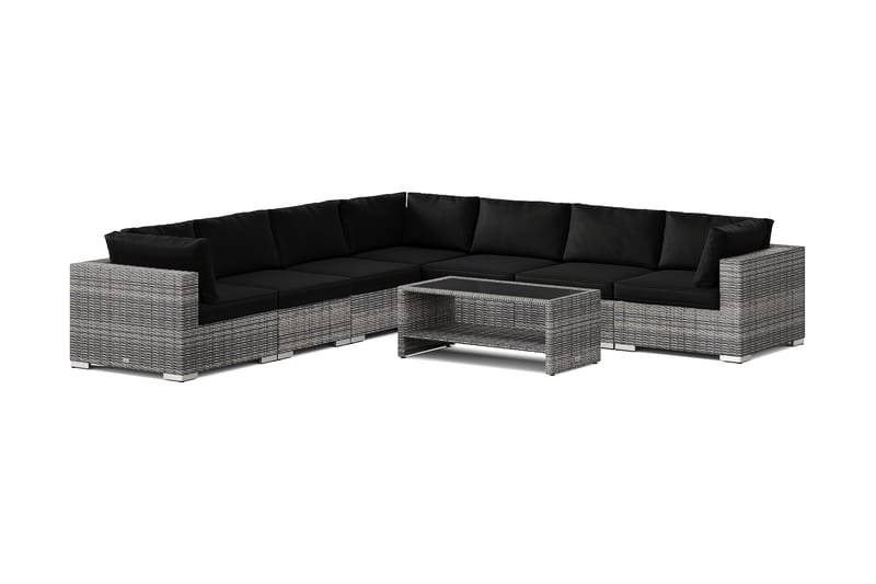 Bahamas udendørs hjørnesofa 7-pers vendbar og bord med hylde - Grå - Have - Udendørs miljø - Altan & terrasse - Altanmøbler