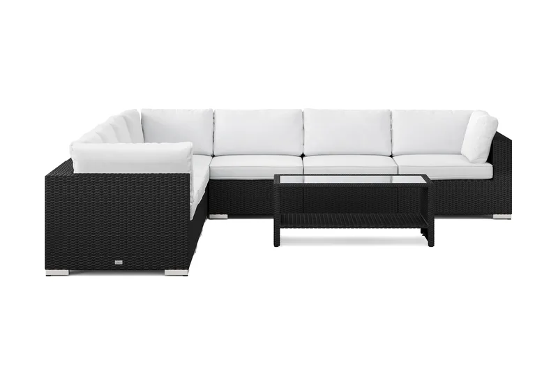 Bahamas udendørs hjørnesofa 7-pers vendbar og bord med hylde - Sort - Have - Udendørs miljø - Altan & terrasse - Altanmøbler