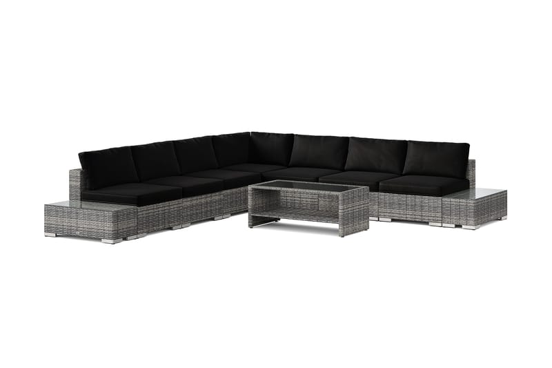 Bahamas udendørs hjørnesofa 7-pers vendbar med åben afslutning og bord med hylde - Grå - Have - Udendørs miljø - Altan & terrasse - Altanmøbler