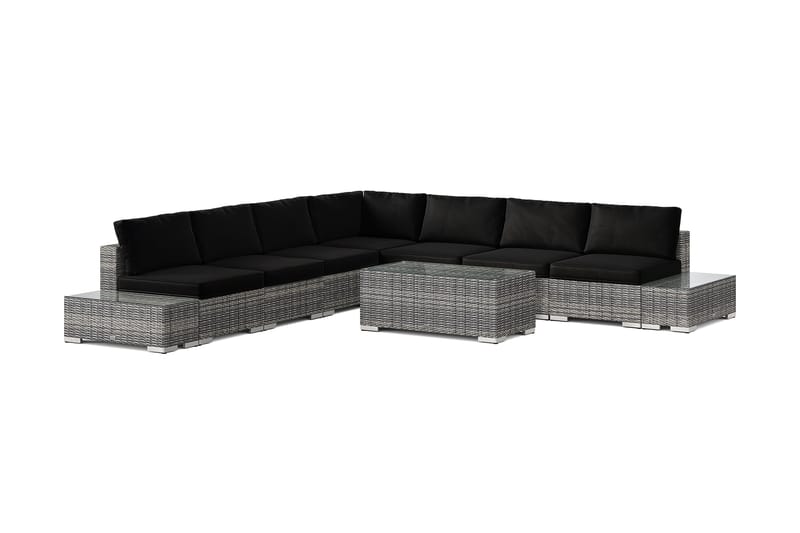 Bahamas udendørs hjørnesofa 7-pers vendbar med åben afslutning og bord, Grå