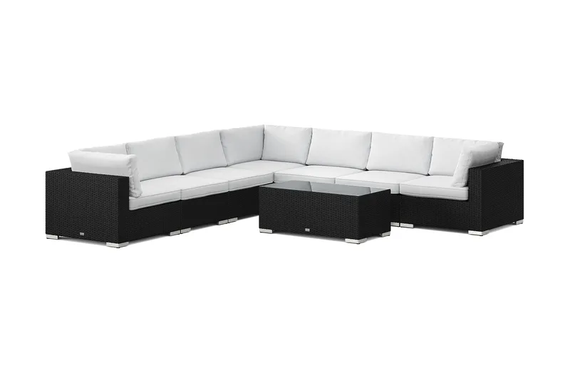 Bahamas udendørs hjørnesofa 7-pers vendbar med bord, Sort