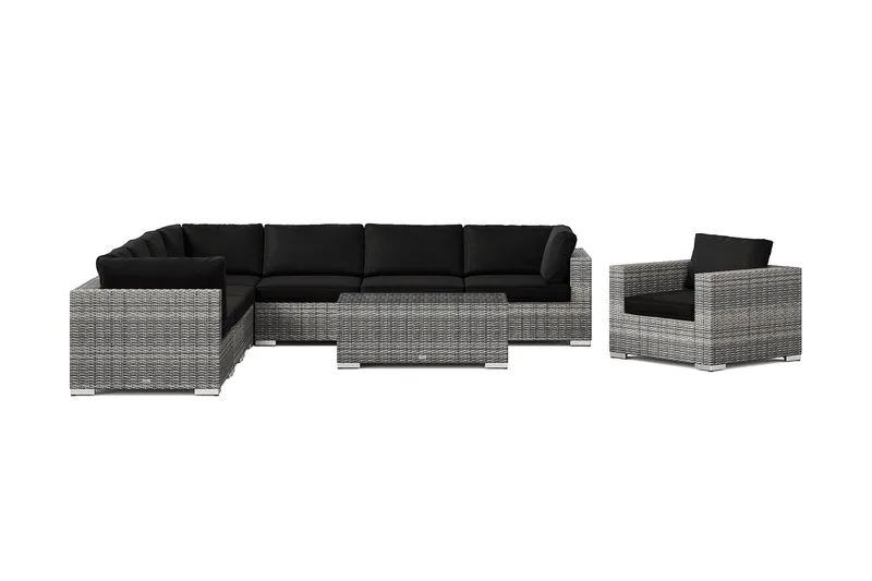 Bahamas udendørs hjørnesofa 8-pers vendbar med lænestol og bord - Grå - Have - Udendørs miljø - Altan & terrasse - Altanmøbler