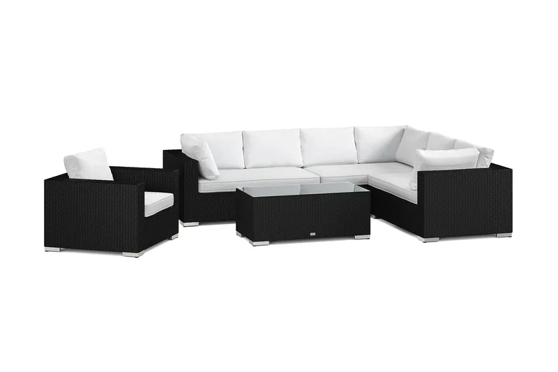 Bahamas udendørs L-sofa venstre 7-pers med lænestol og bord - Sort - Have - Udendørs miljø - Altan & terrasse - Altanmøbler