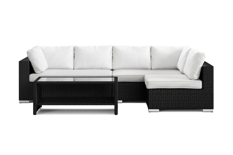 Bahamas udendørs loungegruppe 5-pers med vendbar chaiselong og bord med hylde - Sort - Have - Udendørs miljø - Altan & terrasse - Altanmøbler