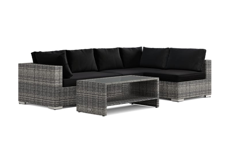 Bahamas udendørs loungegruppe 5-pers med vendbar chaiselong og bord med hylde, Grå