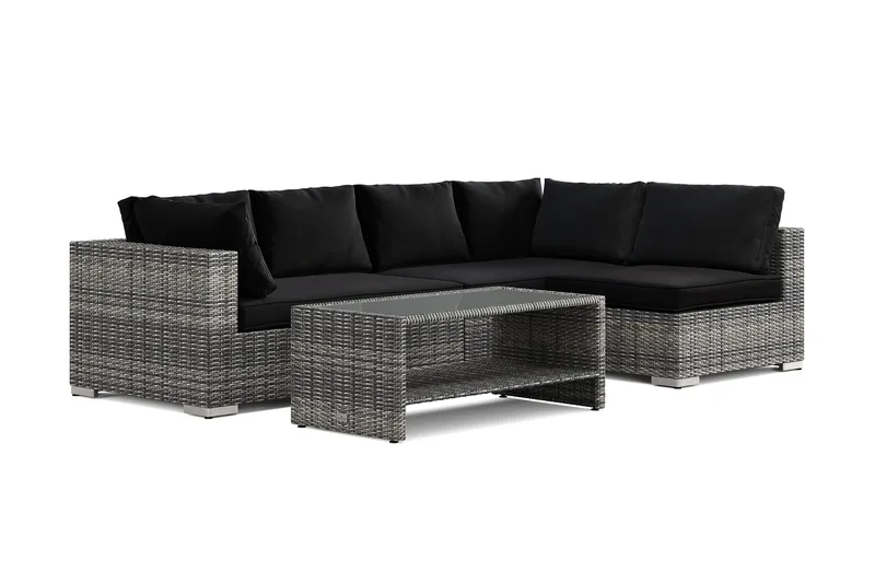 Bahamas udendørs loungegruppe 5-pers med vendbar chaiselong og bord med hylde, Grå