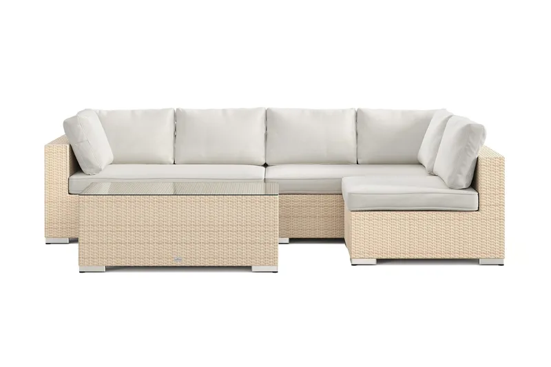 Bahamas udendørs loungegruppe 5-pers med vendbar chaiselong og bord - Beige - Have - Udendørs miljø - Altan & terrasse - Altanmøbler