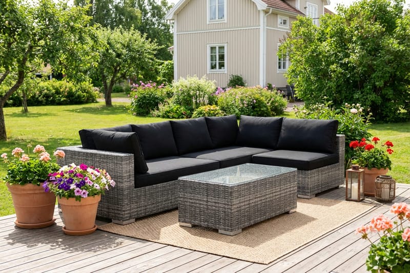 Bahamas udendørs loungegruppe 5-pers med vendbar chaiselong og bord - Grå - Have - Udendørs miljø - Altan & terrasse - Altanmøbler