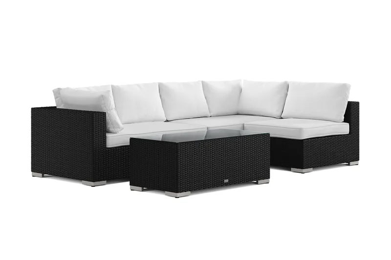 Bahamas udendørs loungegruppe 5-pers med vendbar chaiselong og bord, Sort