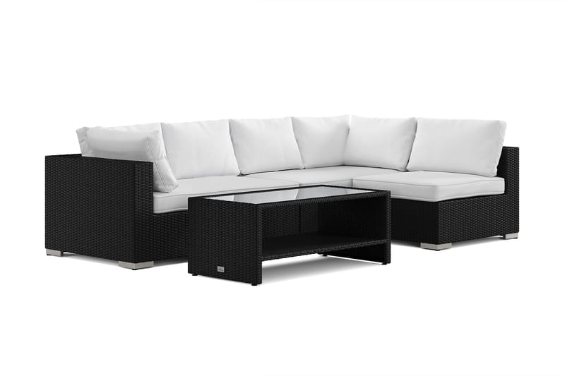 Bahamas udendørs loungegruppe 5-pers med vendbar chaiselong og bord med hylde - Sort - Have - Udendørs miljø - Altan & terrasse - Altanmøbler