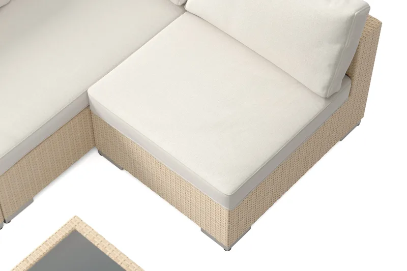 Bahamas udendørs loungegruppe 5-pers med vendbar chaiselong og bord med hylde - Beige - Have - Udendørs miljø - Altan & terrasse - Altanmøbler