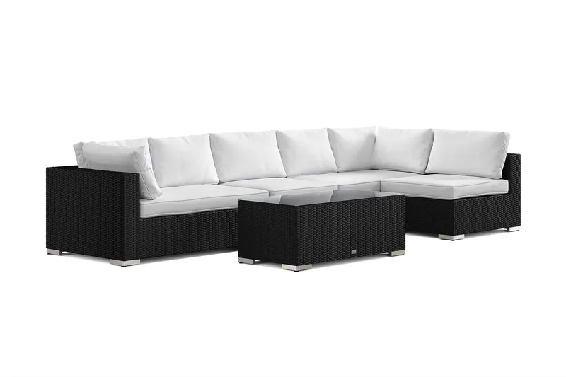 Bahamas udendørs loungegruppe 6-pers med vendbar chaiselong og bord, Sort