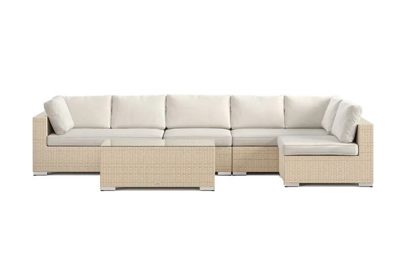 Bahamas udendørs loungegruppe 6-pers med vendbar chaiselong og bord - Beige - Have - Udendørs miljø - Altan & terrasse - Altanmøbler