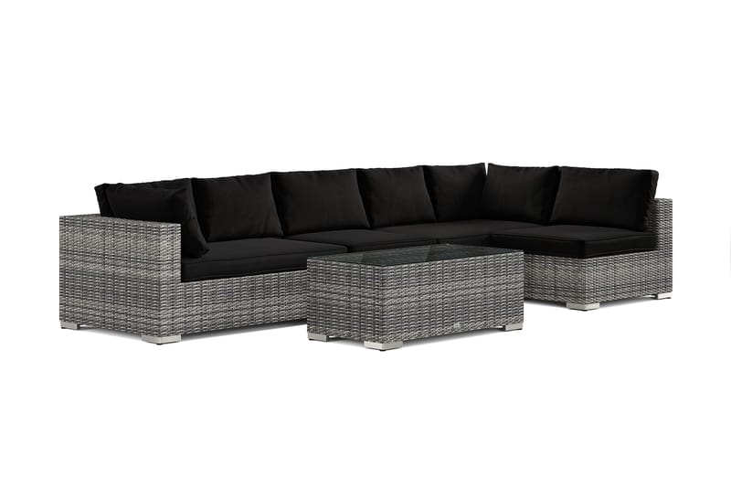 Bahamas udendørs loungegruppe 6-pers med vendbar chaiselong og bord, Grå