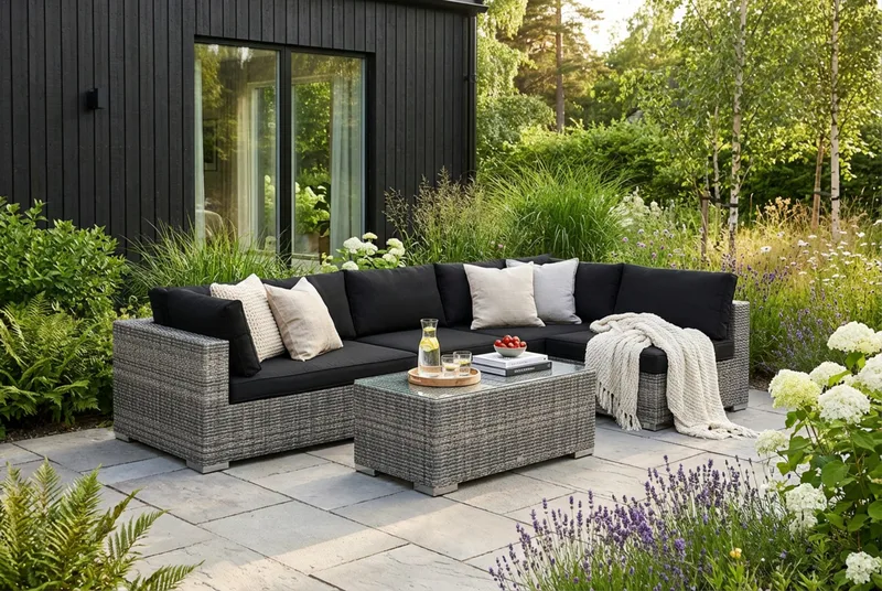 Bahamas udendørs loungegruppe 6-pers med vendbar chaiselong og bord - Grå - Have - Udendørs miljø - Altan & terrasse - Altanmøbler