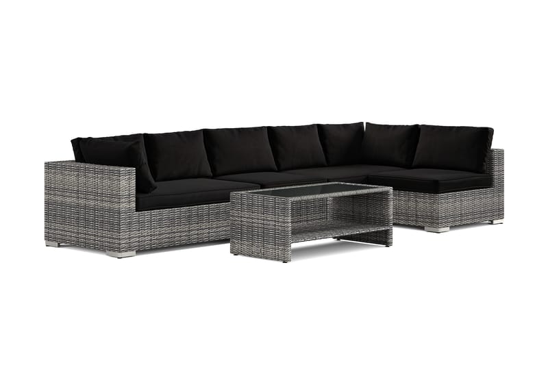 Bahamas udendørs loungegruppe 6-pers med vendbar chaiselong og bord med hylde - Grå - Have - Udendørs miljø - Altan & terrasse - Altanmøbler