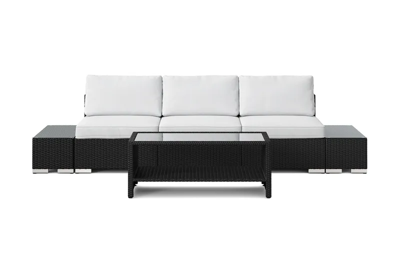 Bahamas udendørs sofa 3-pers med bord med hylde - Sort - Have - Udendørs miljø - Altan & terrasse - Altanmøbler