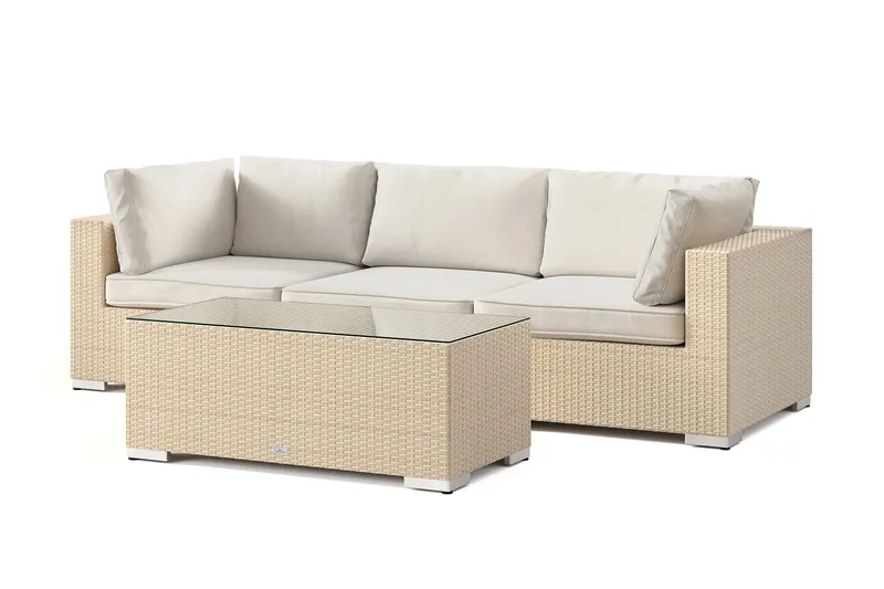 Bahamas udendørs sofa 3-pers med bord, Sand