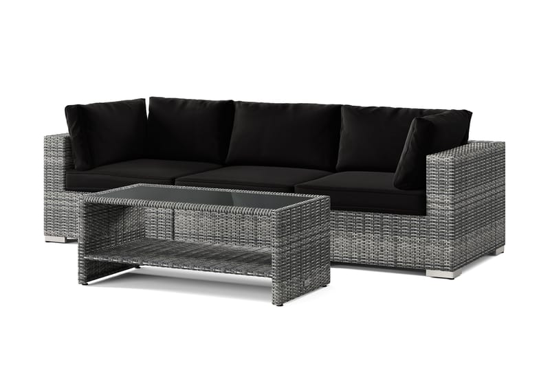 Bahamas udendørs sofa 3-pers med bord og hylde - Grå - Have - Udendørs miljø - Altan & terrasse - Altanmøbler