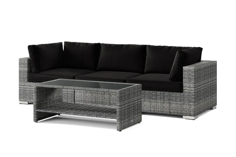 Bahamas udendørs sofa 3-pers med bord og hylde, Grå