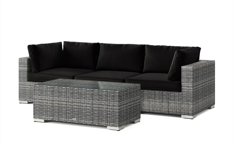 Bahamas udendørs sofa 3-pers med bord - Grå - Have - Udendørs miljø - Altan & terrasse - Altanmøbler