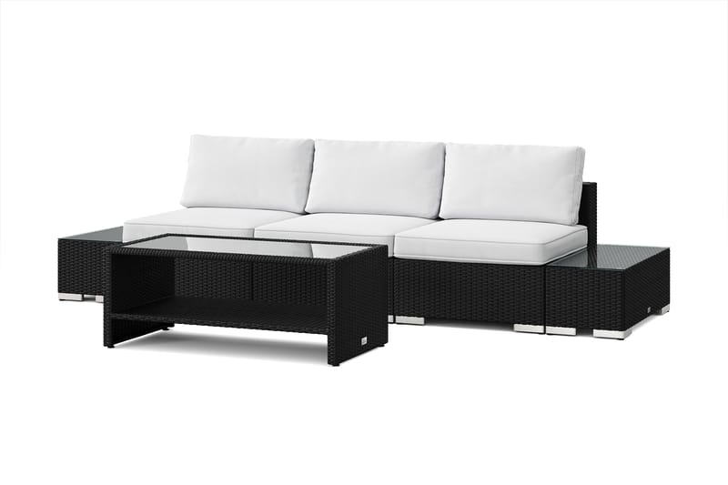 Bahamas udendørs sofa 3-pers med bord med hylde - Sort - Have - Udendørs miljø - Altan & terrasse - Altanmøbler