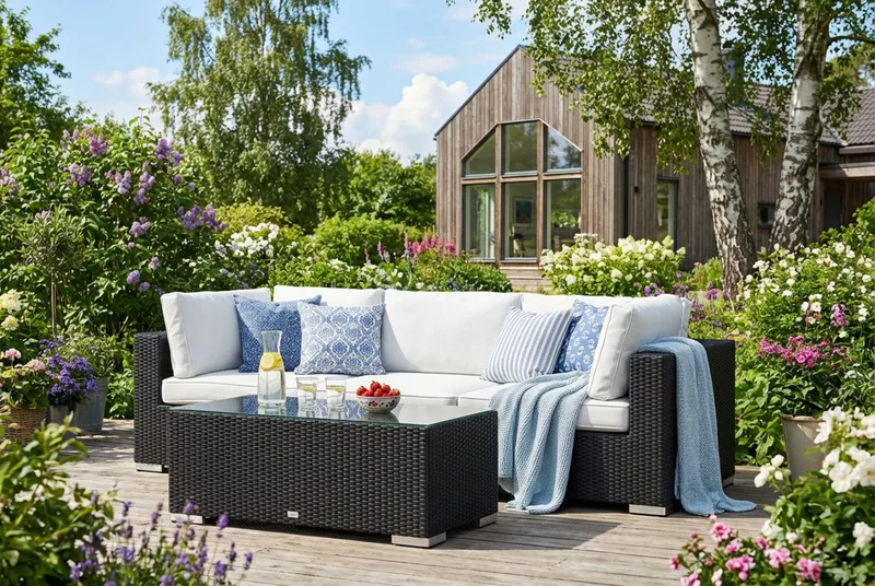 Bahamas udendørs sofa 3-pers med bord - Sort - Have - Udendørs miljø - Altan & terrasse - Altanmøbler