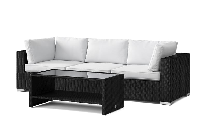 Bahamas udendørs sofa 3-pers med bord og hylde, Sort