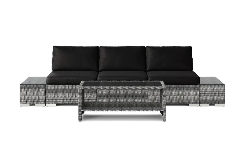 Bahamas udendørs sofa 3-pers med bord med hylde - Grå - Have - Udendørs miljø - Altan & terrasse - Altanmøbler