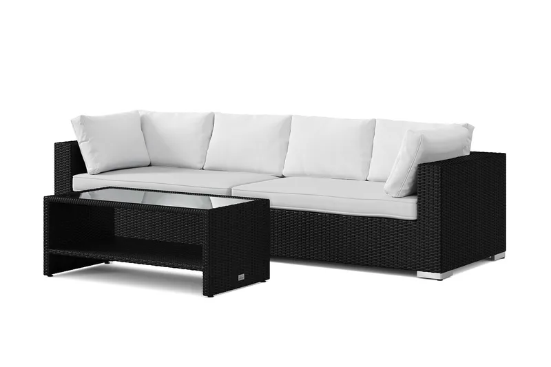 Bahamas udendørs sofa 4-pers med bord og hylde, Sort