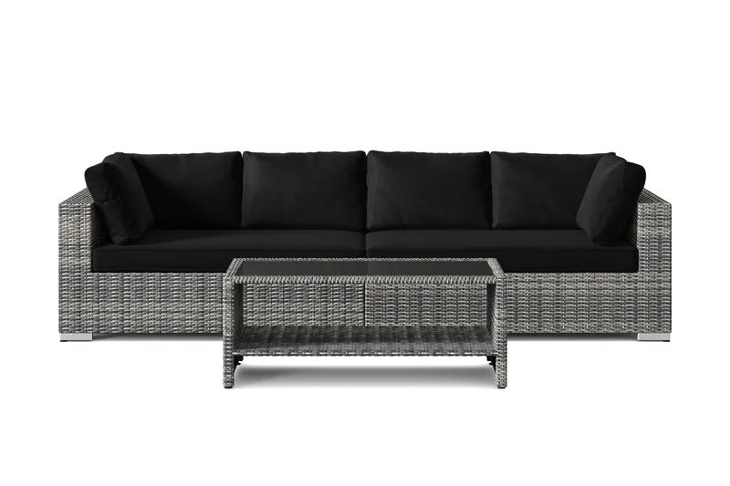 Bahamas udendørs sofa 4-pers med bord og hylde - Grå - Have - Udendørs miljø - Altan & terrasse - Altanmøbler