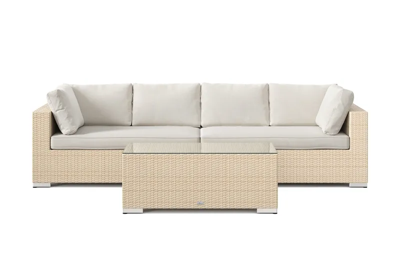 Bahamas udendørs sofa 4-pers med bord - Beige - Have - Udendørs miljø - Altan & terrasse - Altanmøbler