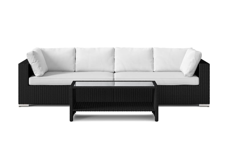 Bahamas udendørs sofa 4-pers med bord og hylde - Sort - Have - Udendørs miljø - Altan & terrasse - Altanmøbler