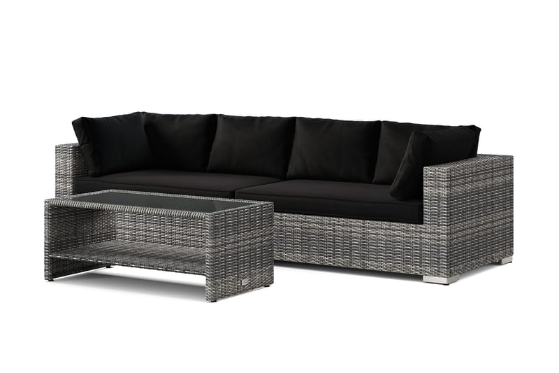 Bahamas udendørs sofa 4-pers med bord og hylde, Grå