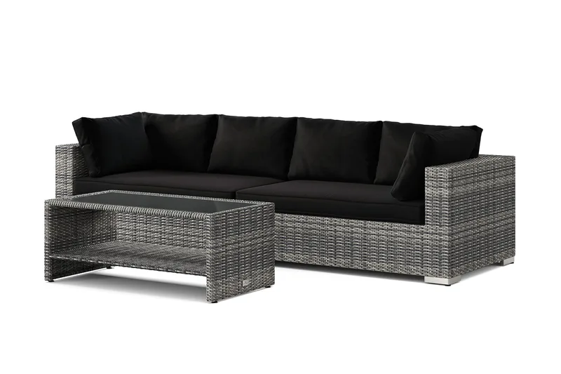 Bahamas udendørs sofa 4-pers med bord og hylde, Grå