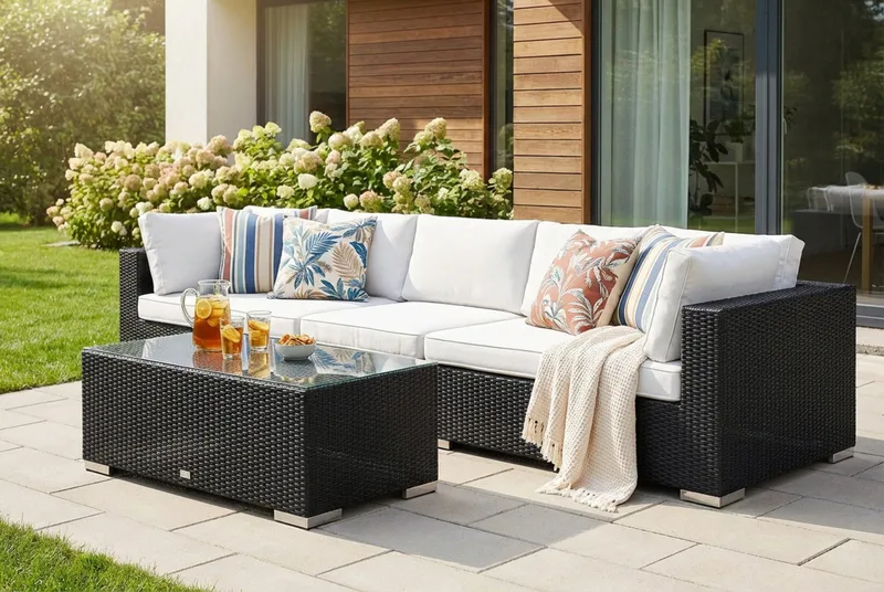 Bahamas udendørs sofa 5-pers med bord - Sort - Have - Udendørs miljø - Altan & terrasse - Altanmøbler