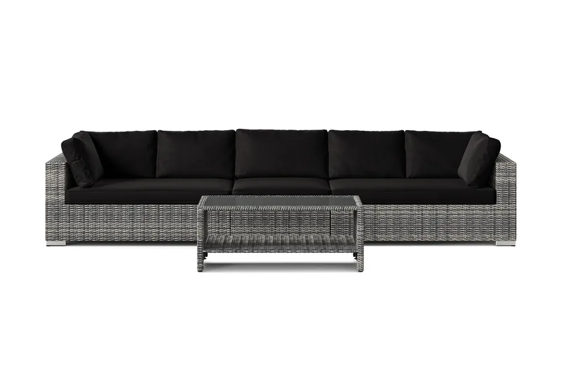 Bahamas udendørs sofa 5-pers med bord og hylde - Grå - Have - Udendørs miljø - Altan & terrasse - Altanmøbler