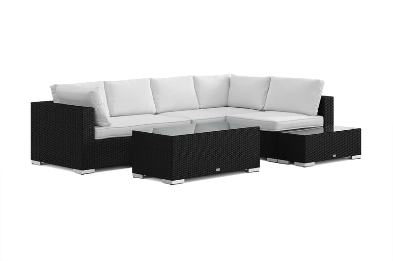 Bahamas udendørs sofa 5-pers vendbar chaiselong med afslutning og bord - Sort - Have - Udendørs miljø - Altan & terrasse - Altanmøbler
