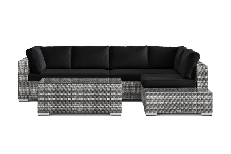 Bahamas udendørs sofa 5-pers vendbar chaiselong med afslutning og bord - Grå - Have - Udendørs miljø - Altan & terrasse - Altanmøbler
