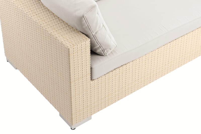 Bahamas udendørs sofa 5-pers vendbar chaiselong med afslutning og bord med hylde - Beige - Havemøbler - Loungemøbler - Sofagrupper udendørs
